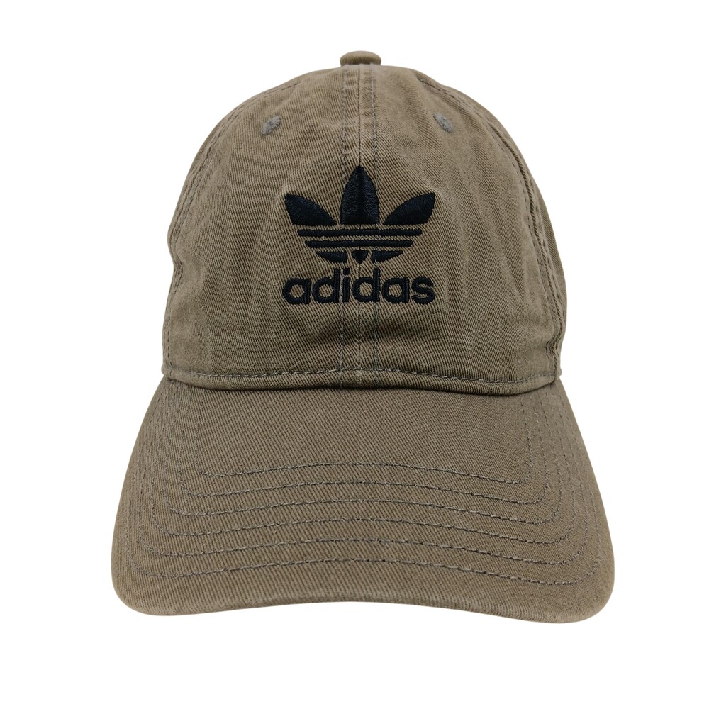 Adidas Hat Cap Strap Back One Size Beige Trefoil Dad Baseball Embroidered Mens